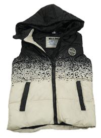 Černo-béžová šusťáková zateplená se skvrnami a kapucí Dopodopo