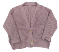 Starorůžový propínací oversize svetr