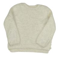 Bílý třpytivý chlupatý svetr H&M