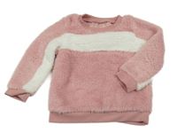 Starorůžovo-smetanová chlupatá mikina