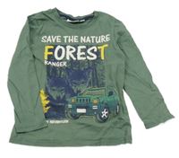 Khaki triko s liškami a autem Kids