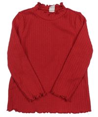 Červené žebrované úpletové triko se stojáčkem Shein