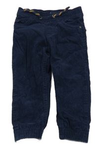 Tmavomodré manšestrové podšité cuff kalhoty Impidimpi