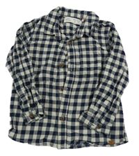 Tmavomodro-béžová kostkovaná košile Zara