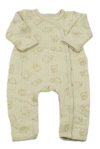 Béžový prošívaný teplákový overal s ovcemi