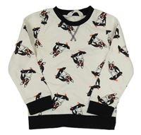 Bílá mikina s buldočky na skatech H&M