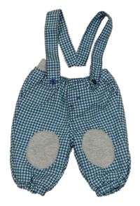 Světlemodro-tmavomodré kostkované šusťákové zateplené kalhoty s kšandami Ergee