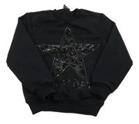 Černá mikina s hvězdou z kamínků