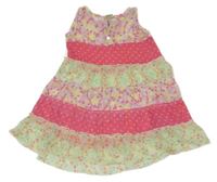 Růžovo-zelenkavé květované šifonové průhledné šaty Kiki&Koko