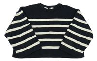 Černo-smetanový pruhovaný crop svetr H&M