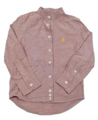 Červená melírovaná košile s výšivkou