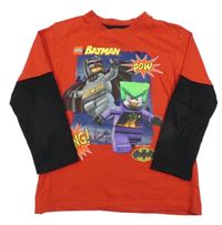 Červeno-černé triko s Lego Batmanem a Jokerem