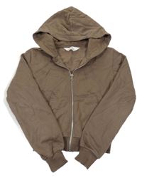 Tmavohnědá propínací mikina s kapucí H&M