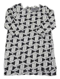 Bílo-černá vzorovaná třpytivá šatová tunika H&M