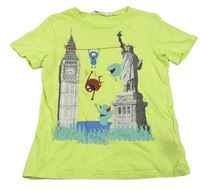 Zelené tričko se sochou svobody H&M