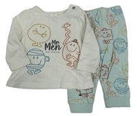Bílo-světlemodré vzorované pyžamo s Mr. Men Tu