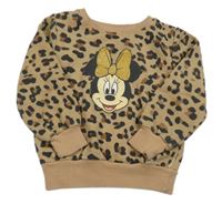 Hnědá leopardí mikina s Minnie Disney