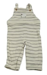 Smetanovo-hnědé pruhované laclové tepláky se sovou 