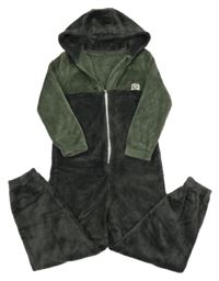 Šedo-khaki chlupatá kombinéza s kapucí George