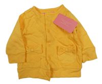 Nové - žluté propínací triko s kapsami s mašlemi 