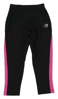 Černo-růžové sportovní funkční crop legíny s logem Karrimor