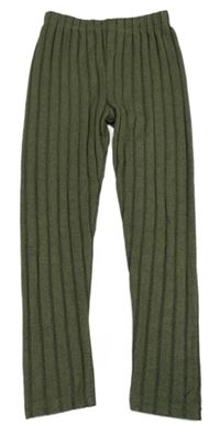 Khaki žebrované úpletové legíny shein 
