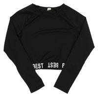 Černé crop triko s nápisem v pase shein