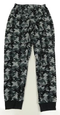 Šedo-černé vzorované fleecové pyžamové kalhoty C&A