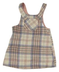 Smetanovo-fialovo-růžové kostkované vlněné laclové šaty Nutmeg