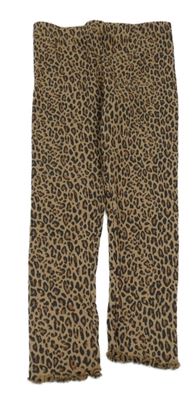 Hnědo-černé leopardí žebrované legíny H&M