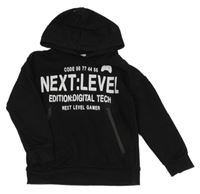 Černá mikina s nápisy a kapucí Tu