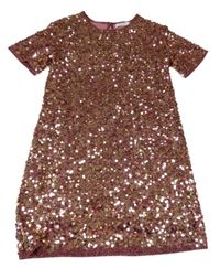 Růžové flitrové podšité šaty Primark