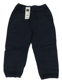 Nové - tmavomodré plátěné kalhoty s kapsami dunnes