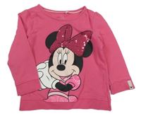 Růžové triko s Minnie a flitry C&A
