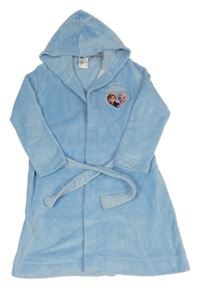 Světlemodrý chlupatý třpytivý župan s Frozen a kapucí H&M