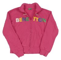 Růžová propínací mikina s logem Benetton