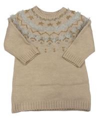 Meruňkové svetrové šaty se vzorem Matalan