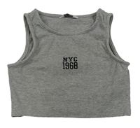 Šedý žebrovaný crop top s nápisem Primark