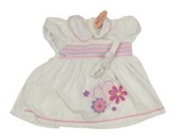 2set - Bílo-růžové šaty se srdcem a límečkem + čelenka s mašlí 