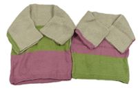 2set - 2x zeleno-béžovo-růžový pletený svetr