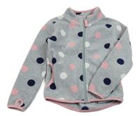 Šedo-barevná puntíkatá fleecová propínací mikina 