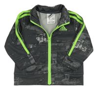 Šedo-antracitovo-neonově zelená propínací mikina Adidas
