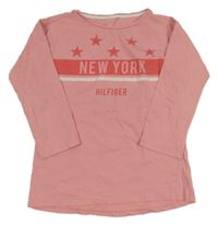 Růžové triko s nápisem a hvězdami Tommy Hilfiger