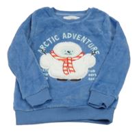 Modrá plyšová mikina s yettim F&F