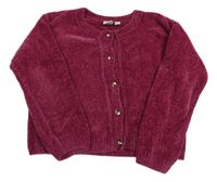 Fuchsiový žinylkový propínací svetr Manguun 