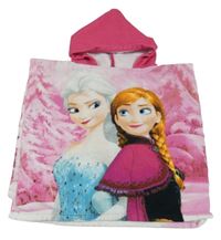 Růžovo-bílé osuškové pončo s kapucí - Frozen 