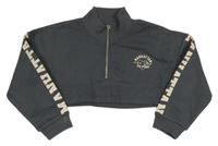 Antracitová crop mikina s nápisy Nutmeg