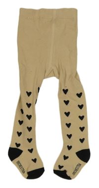 Béžovo-černé punčocháče se srdíčky Orchestra 