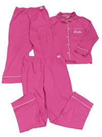 3set - Fuchsiový pyžamový kabátek + 2x pyžamové kalhoty - Barbie Primark