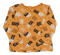 Oranžové triko s písmeny a medvědy Kiki&Koko
